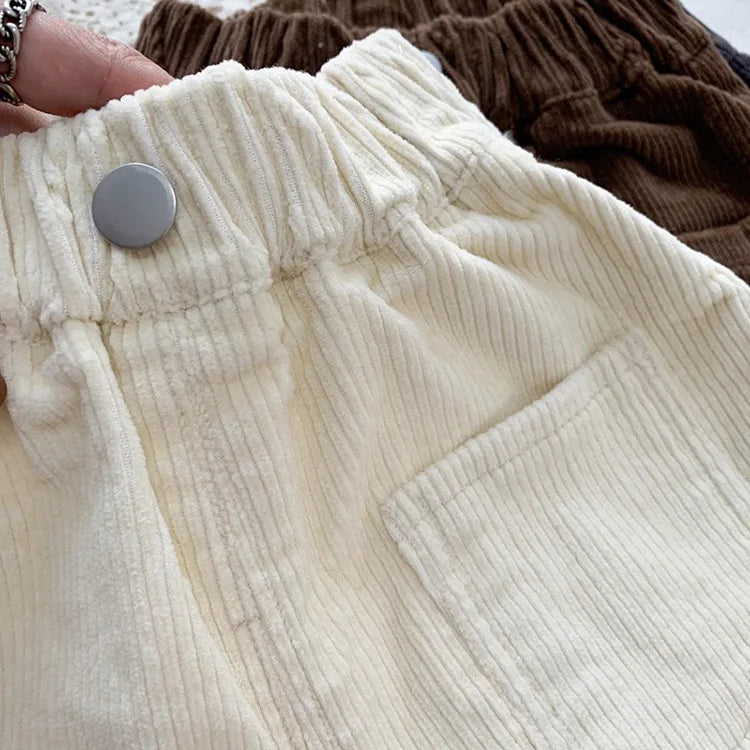Unisex  Loose Fit Casual Corduroy Pants