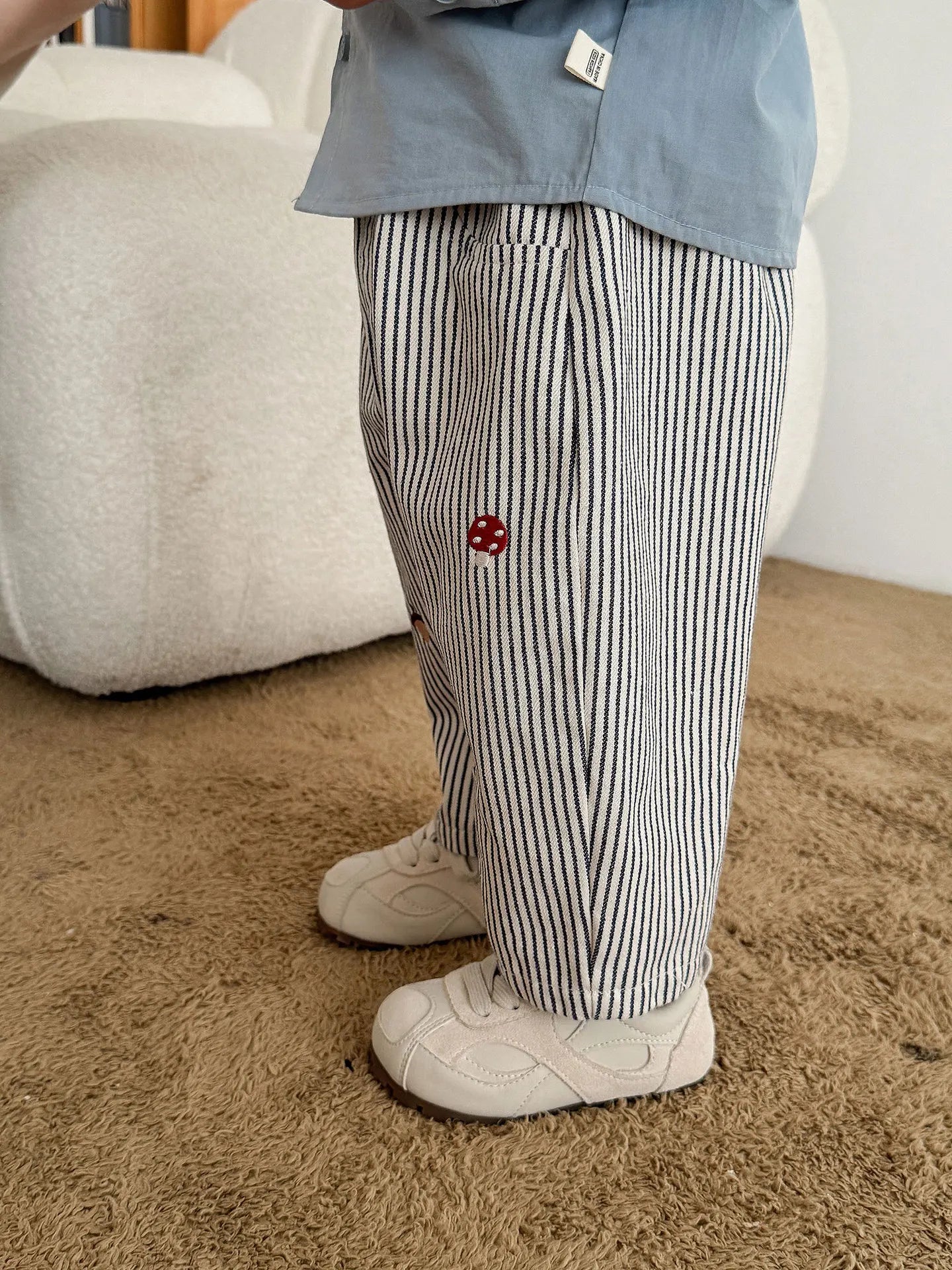 Baby Boys Embroidered Striped Harem Pants  – Stripe