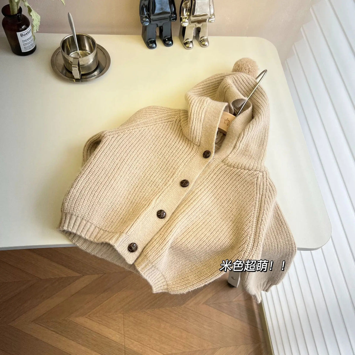 SoHo Kids Button Up Hooded Knit Cardigan