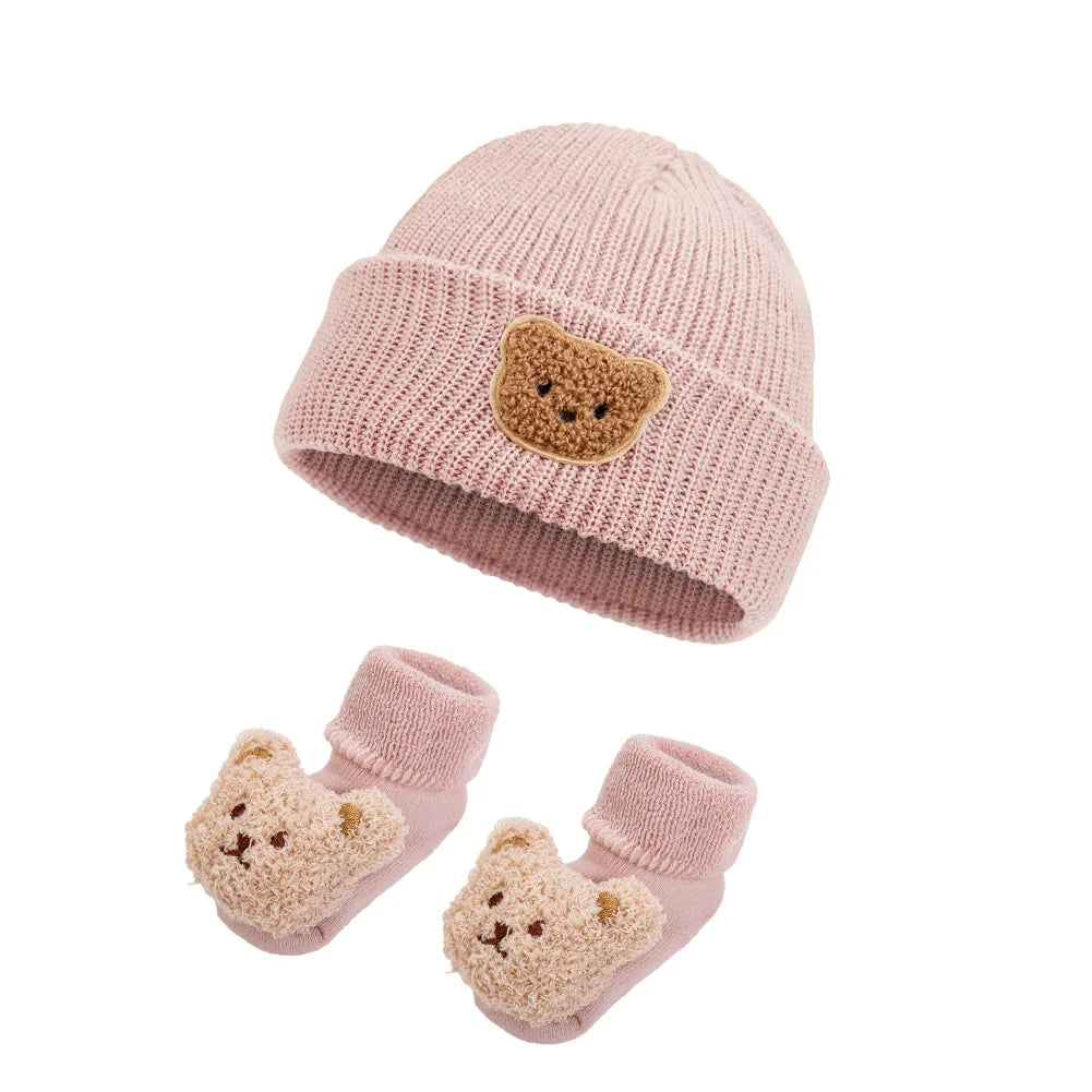 Baby Bear Knit Hat and Warm Socks Set