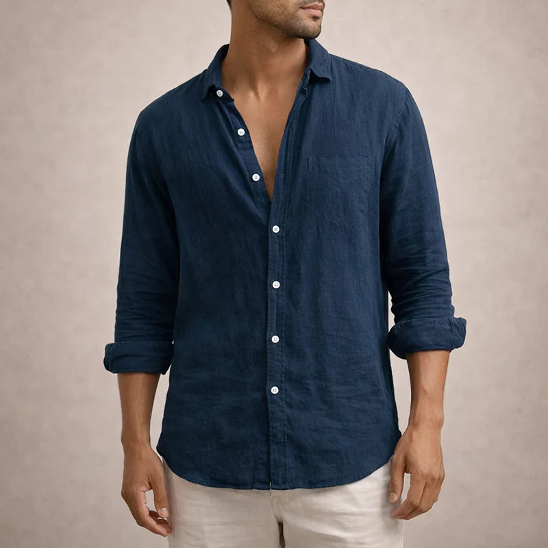 The Ravenna Men's Relaxed Fit Linen Button Up Shirt