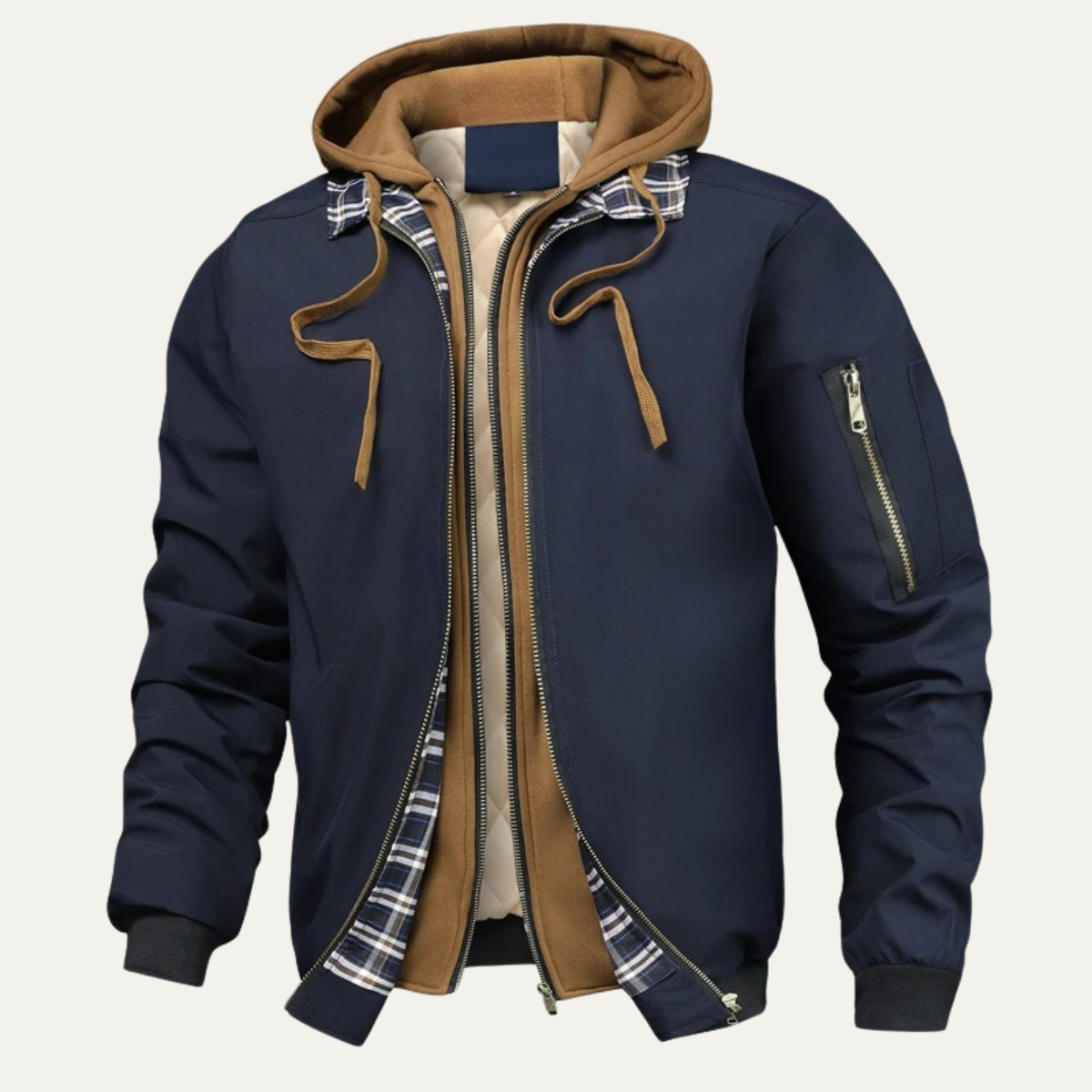 The Villasimius Men’s Winter Fleece Lined Hooded Bomber Jacket