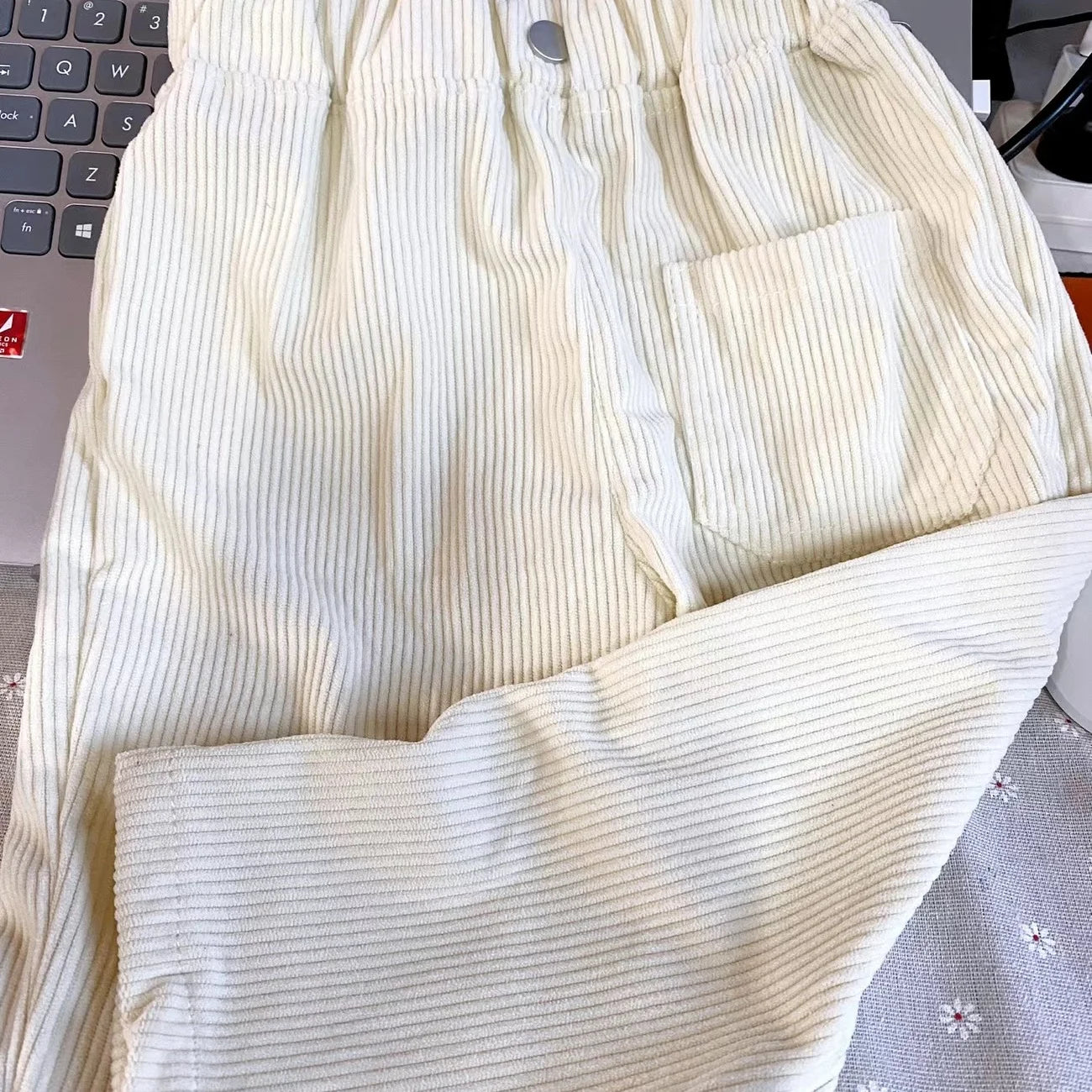 Unisex  Loose Fit Casual Corduroy Pants