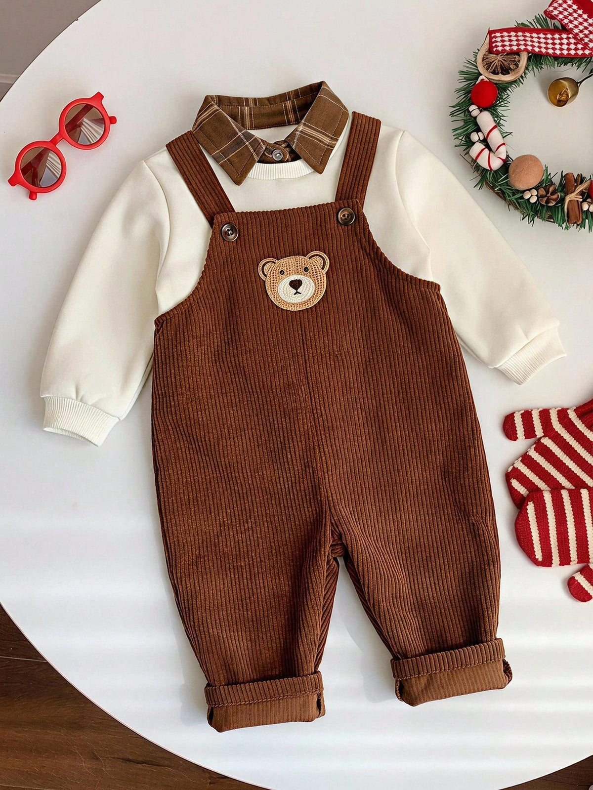 SoHo Kids Casual Corduroy Jumpsuit & Sweatshirt Set