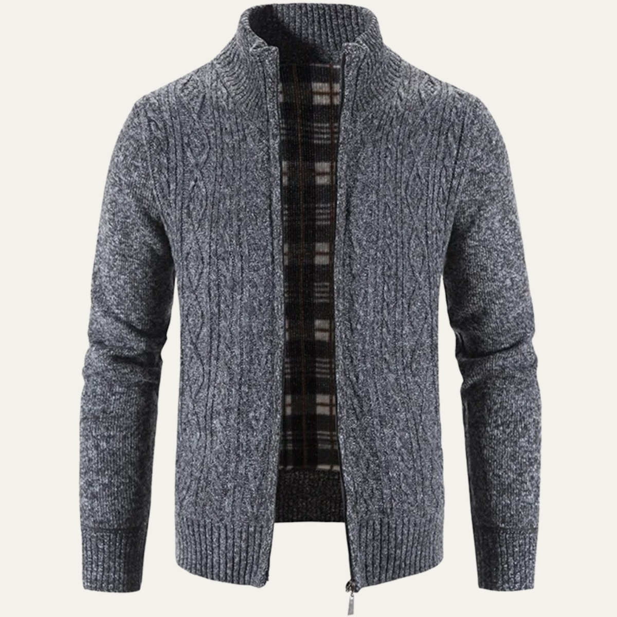 The Pienza Men’s Warm Fleece Zip Up Knit Jacket