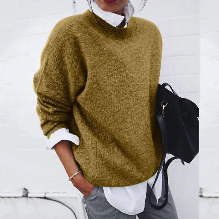 Women's Relaxed Crew Neck Soft Knit Sweater