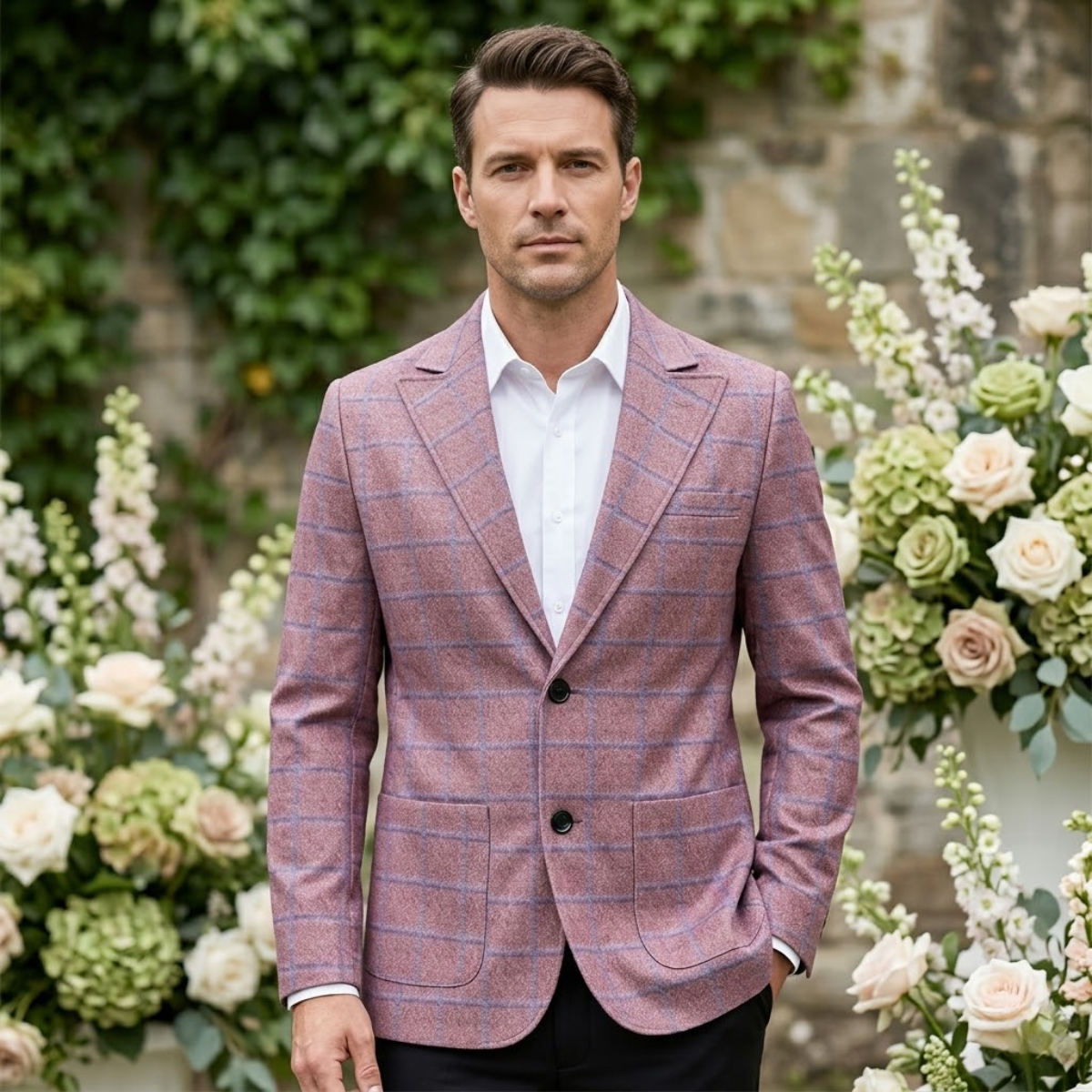 The Garda Porto Men’s Checked Double Breasted Plaid Blazer - Wedding Guest