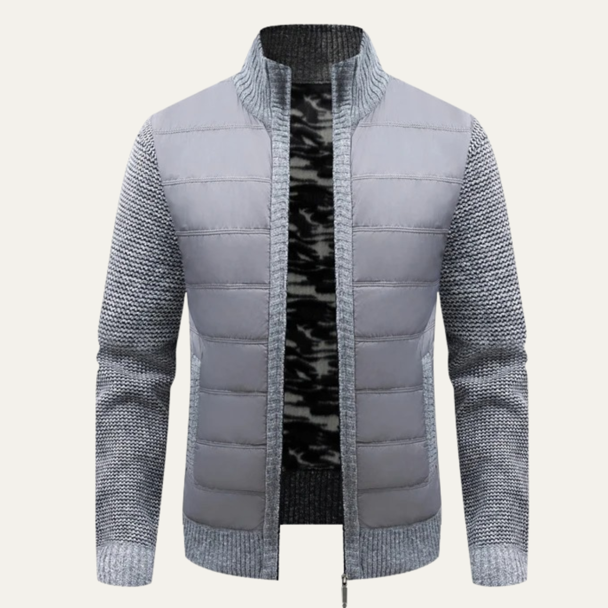 The Baveno Men’s Winter Zip Up Quilted Knit Puffer Jacket