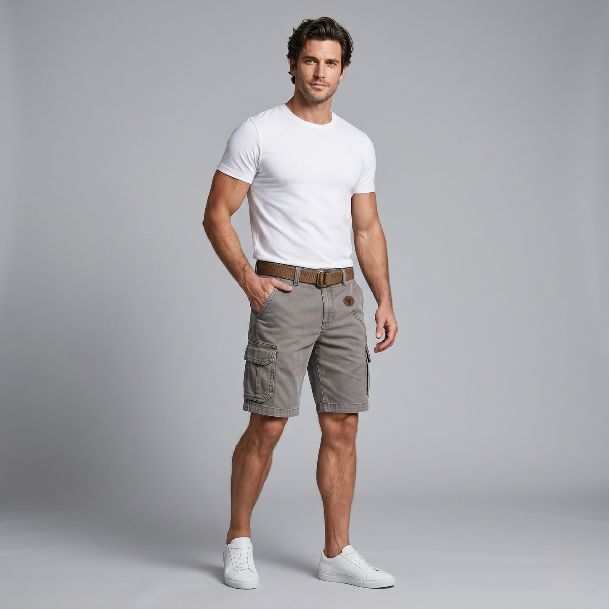 The Harrington Men’s Multi Pocket Tactical Cargo Shorts with Belt