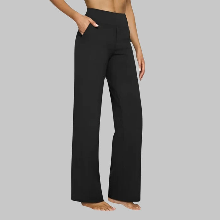 Women's High Waist Stretch Wide Leg Trousers with Relaxed Fit