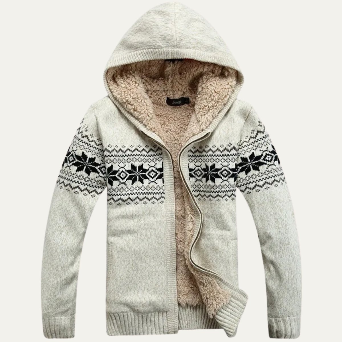 The Porto Azzurro Men’s Knit Zip Up Jacket with Nordic Pattern