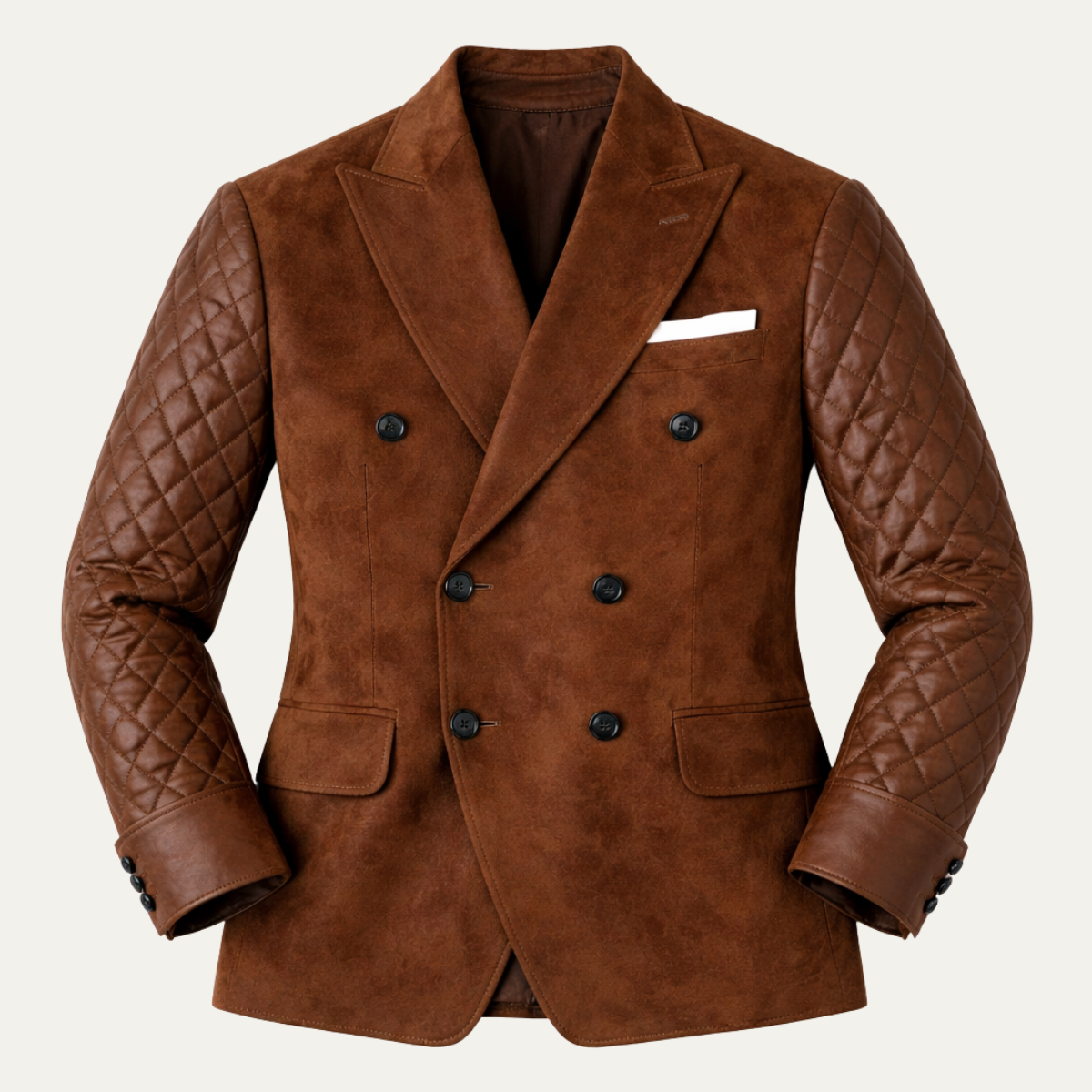 The Menton Men’s Quilted Slim Fit Suede Blazer Jacket