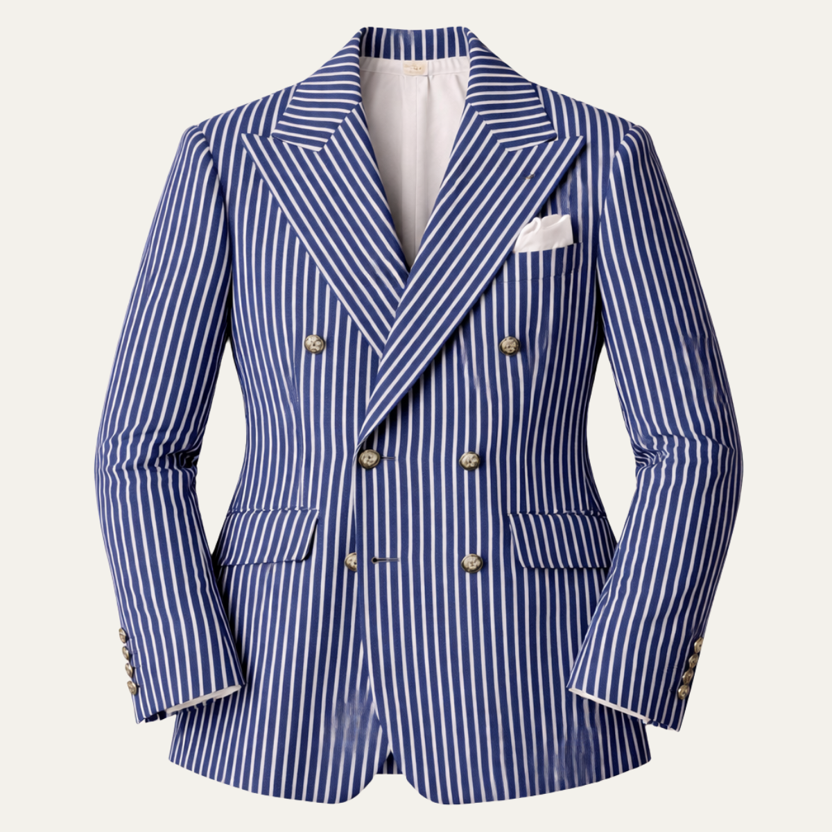 The Loire Men’s Notch Lapel Striped Double Breasted Blazer