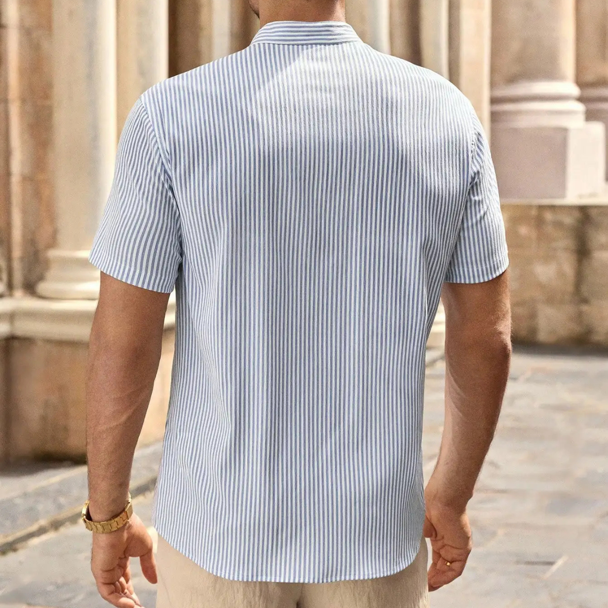 The Beacon Hill Men's Striped Button Down Beach Shirt