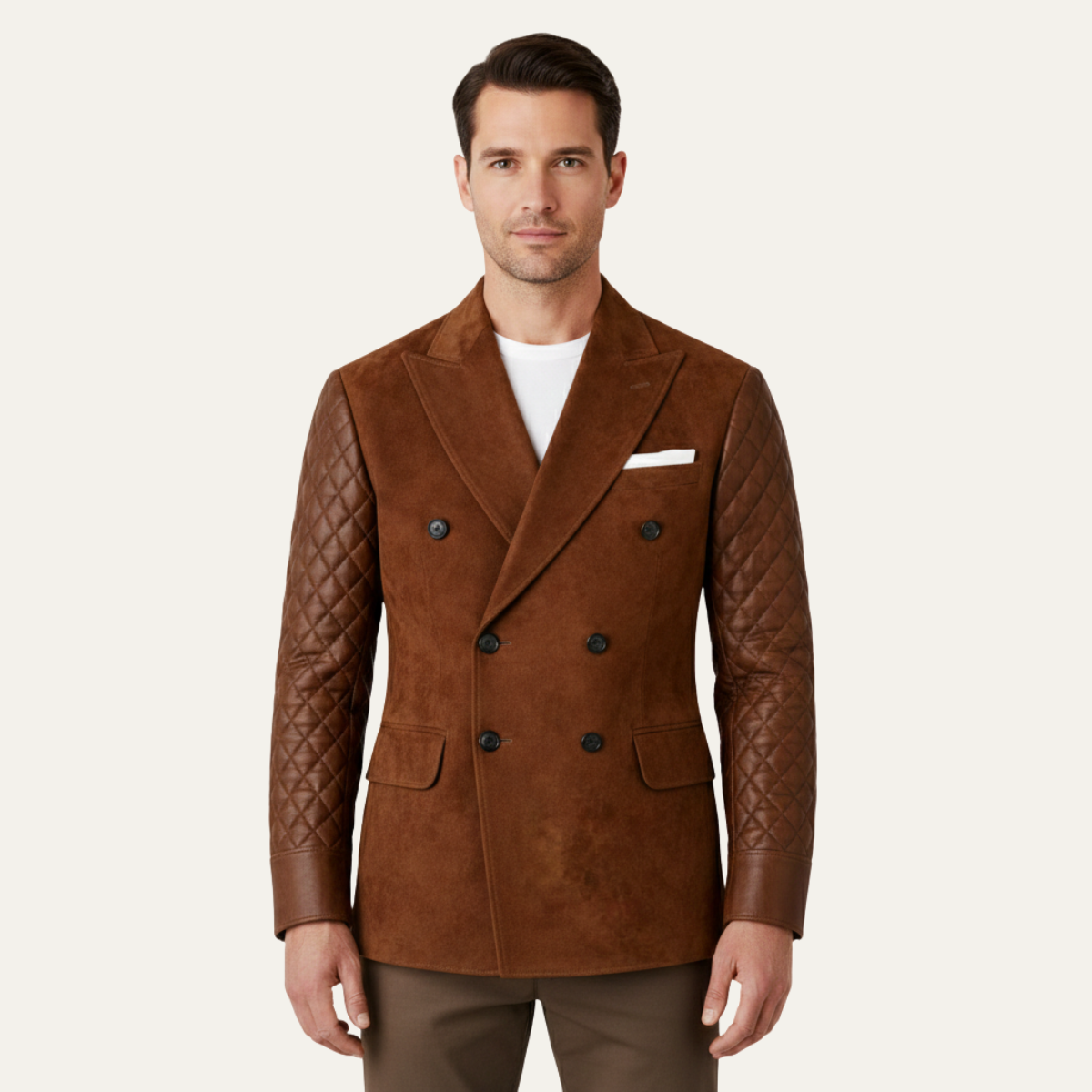 The Menton Men’s Quilted Slim Fit Suede Blazer Jacket