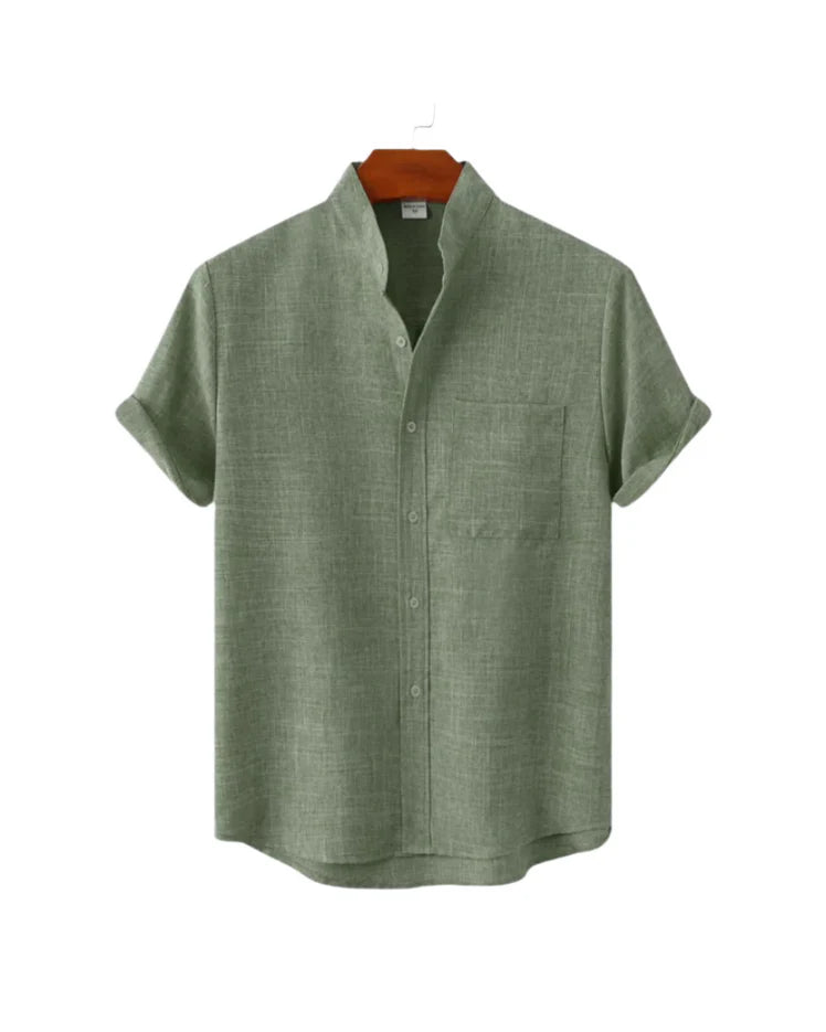 The Hamptons Men's Short Sleeve Collar Linen Shirt