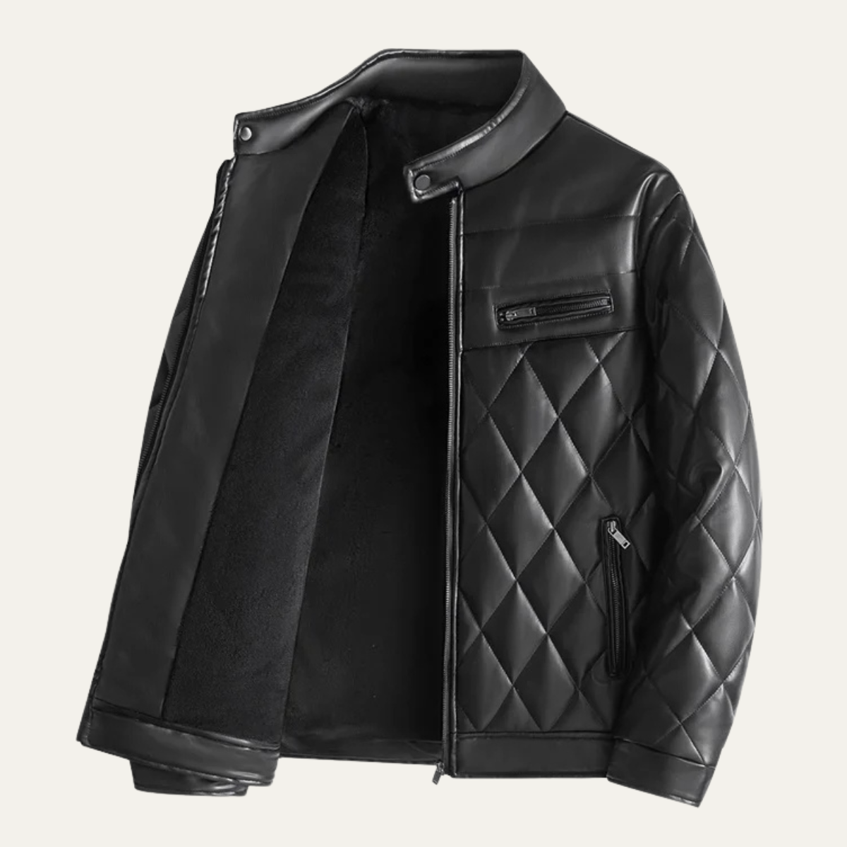 The Hampton Men’s Quilted Leather Biker Jacket