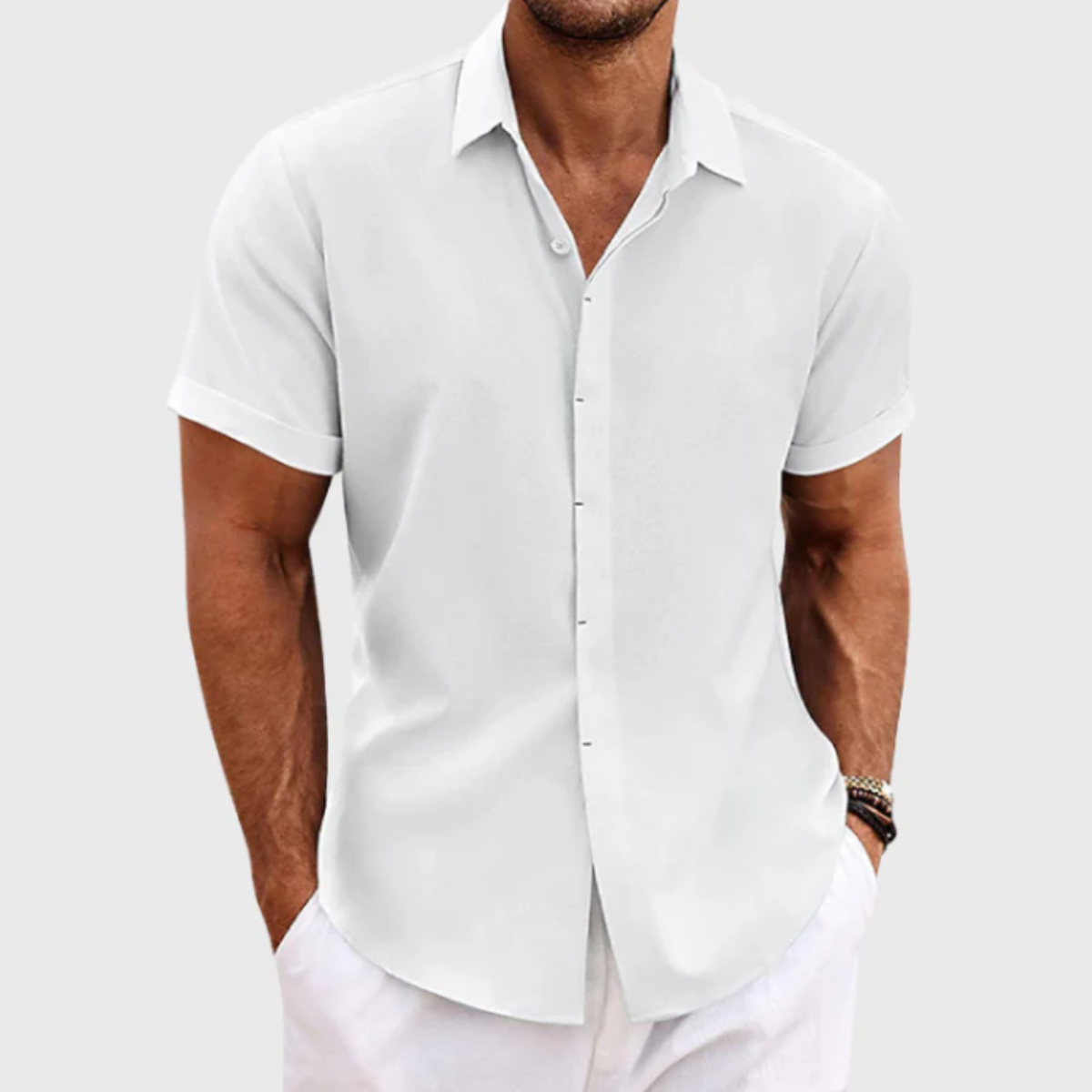 The Salerno Men's Casual Linen Button Up Shirt