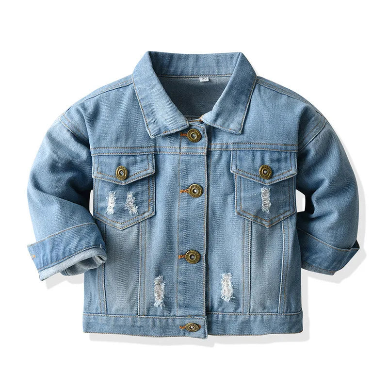 Baby Boys Distressed Button Up Denim Jacket