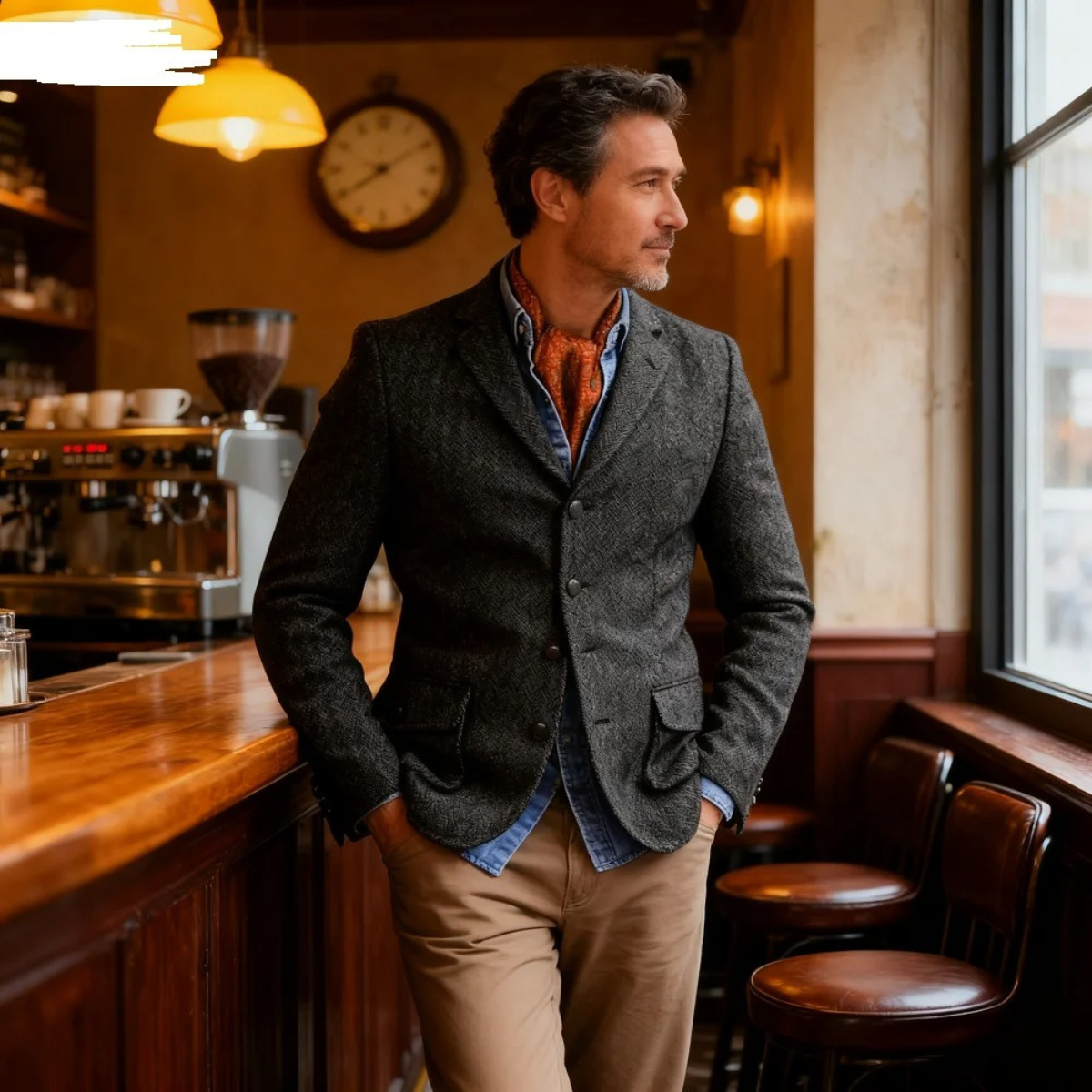 The Siena Men’s Single Breasted Fishbone Tweed Blazer Jacket