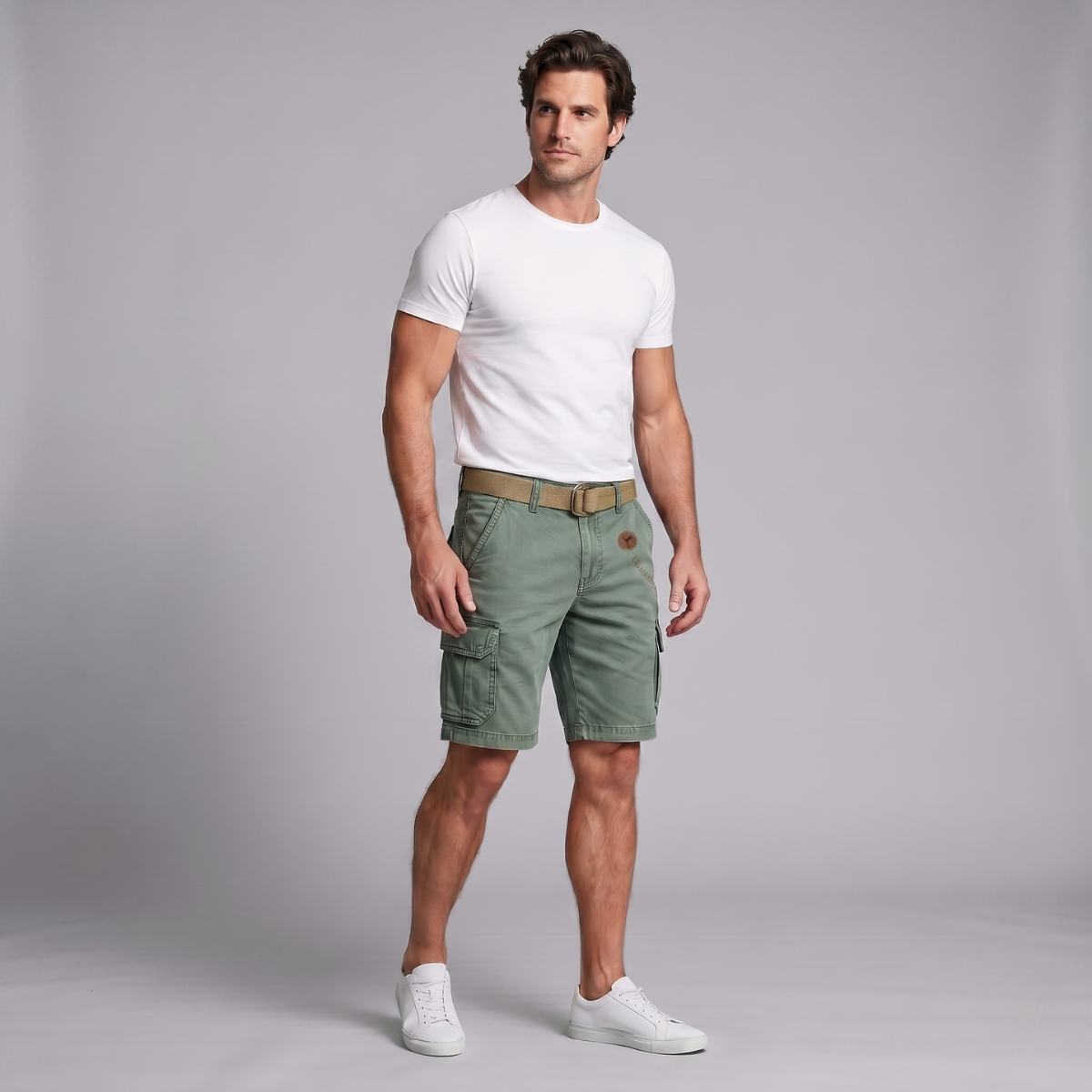 The Harrington Men’s Multi Pocket Tactical Cargo Shorts with Belt