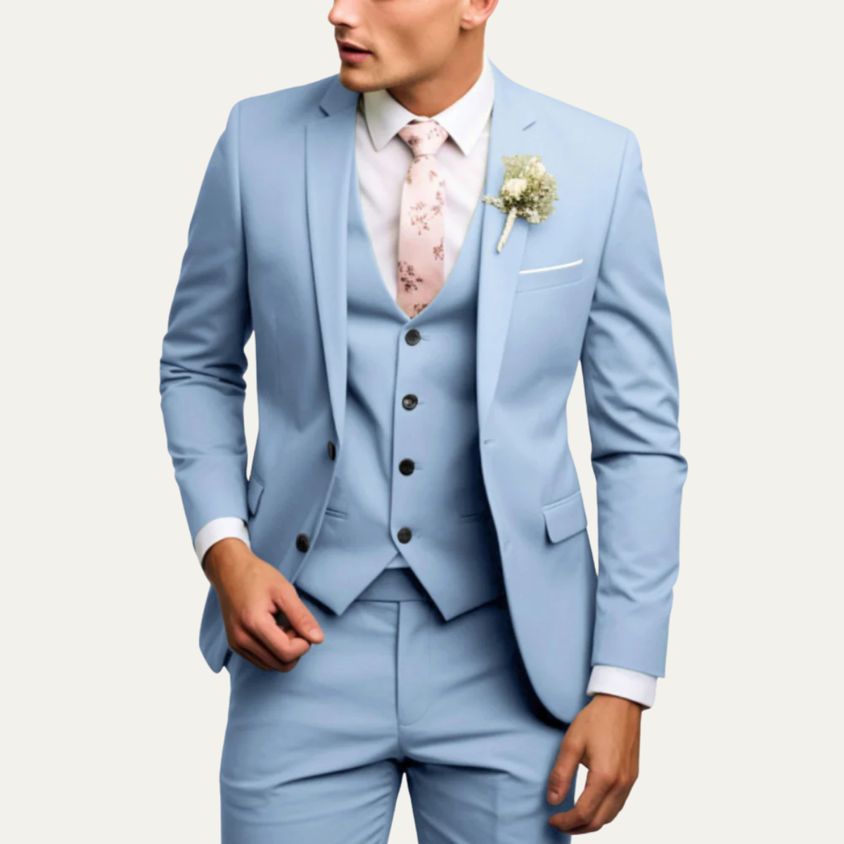 The Windermere Men’s Elegant 3 Piece Slim Fit Business Suit Set