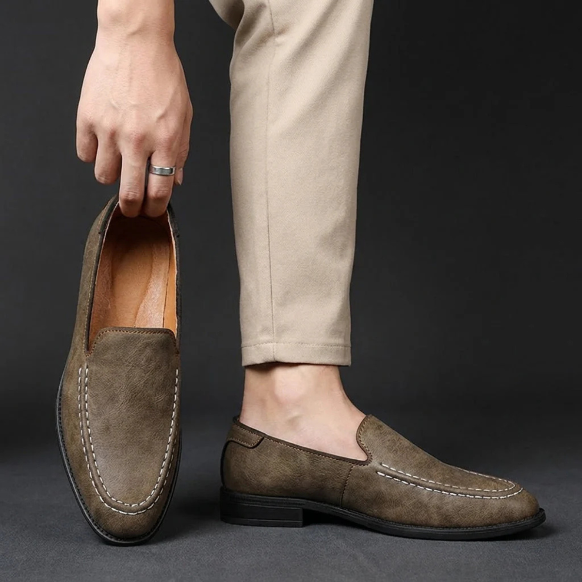 The Galveston Men's Lightweight Slip On Leather Loafers