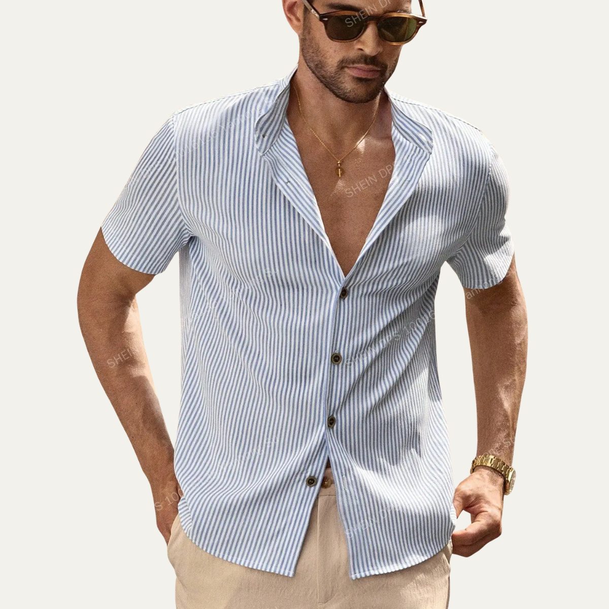 The Beacon Hill Men's Striped Button Down Beach Shirt