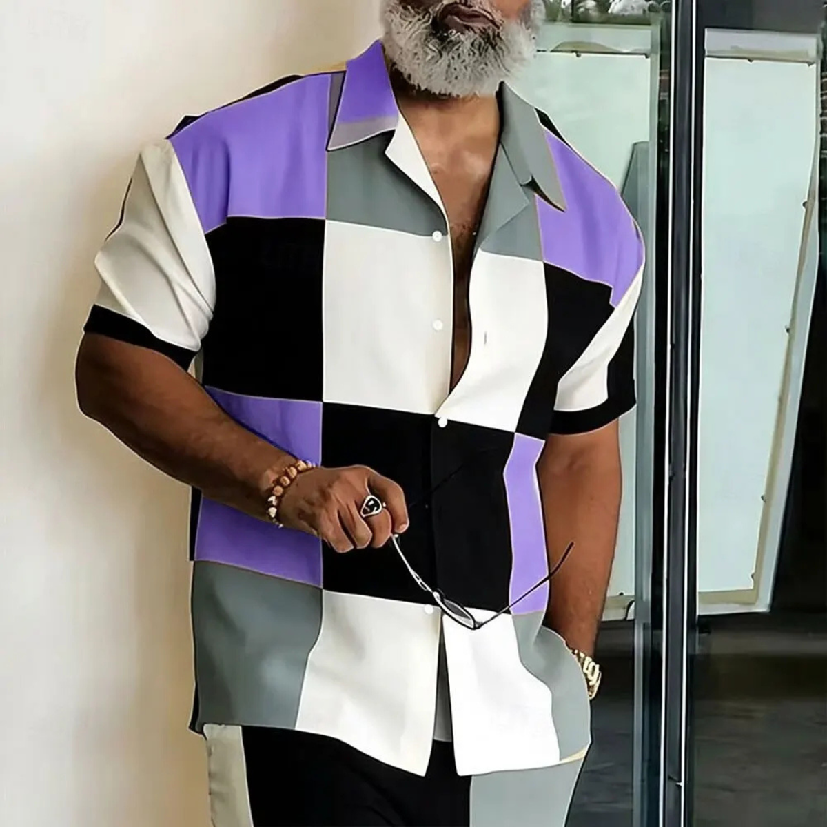 The Edgartown Men's Geometric Color Block Shirt