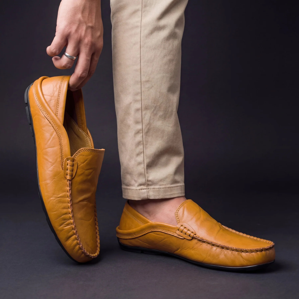 The Houston Men's Lightweight Leather Slip On Loafers