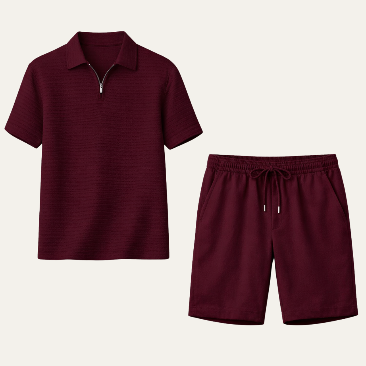 The Blackridge Men’s Trendy Waffle Knit Set – Polo & Shorts