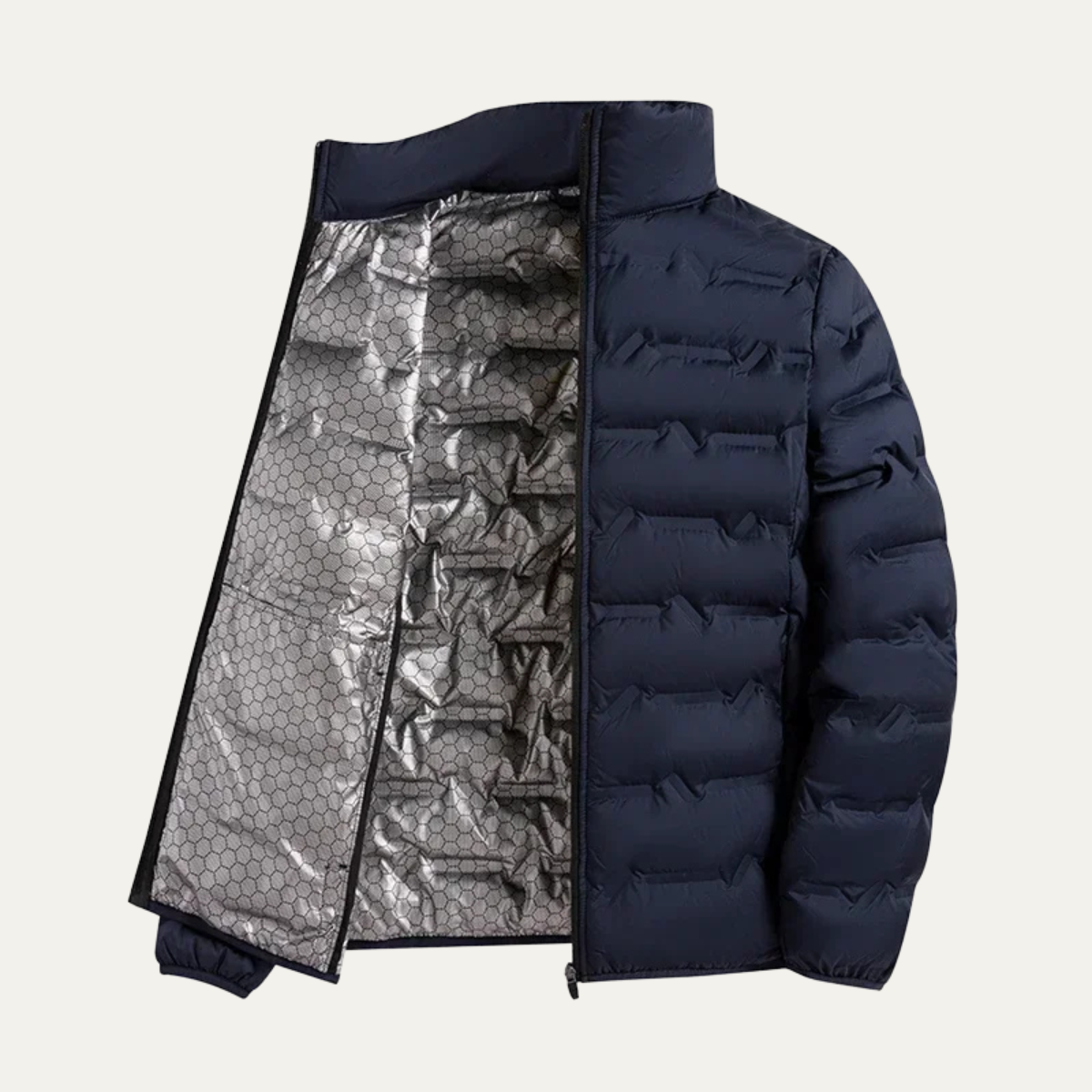 The Chilton Men’s Heated Down Jacket – Winter Ski Jacket with Thermal Lining – Navy Blue