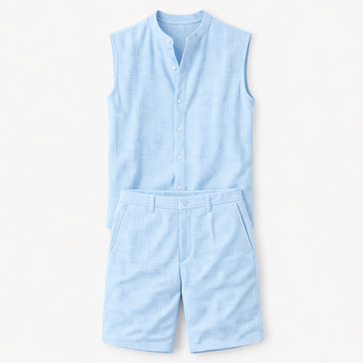 The Ironbridge Men’s Summer Sleeveless Button Up Shirt & Shorts Set