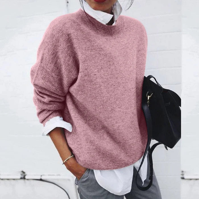 Women's Relaxed Crew Neck Soft Knit Sweater