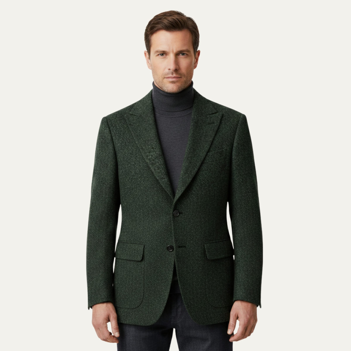 The Rome Men’s Elegant Tailored Tweed Fishbone Blazer Jacket