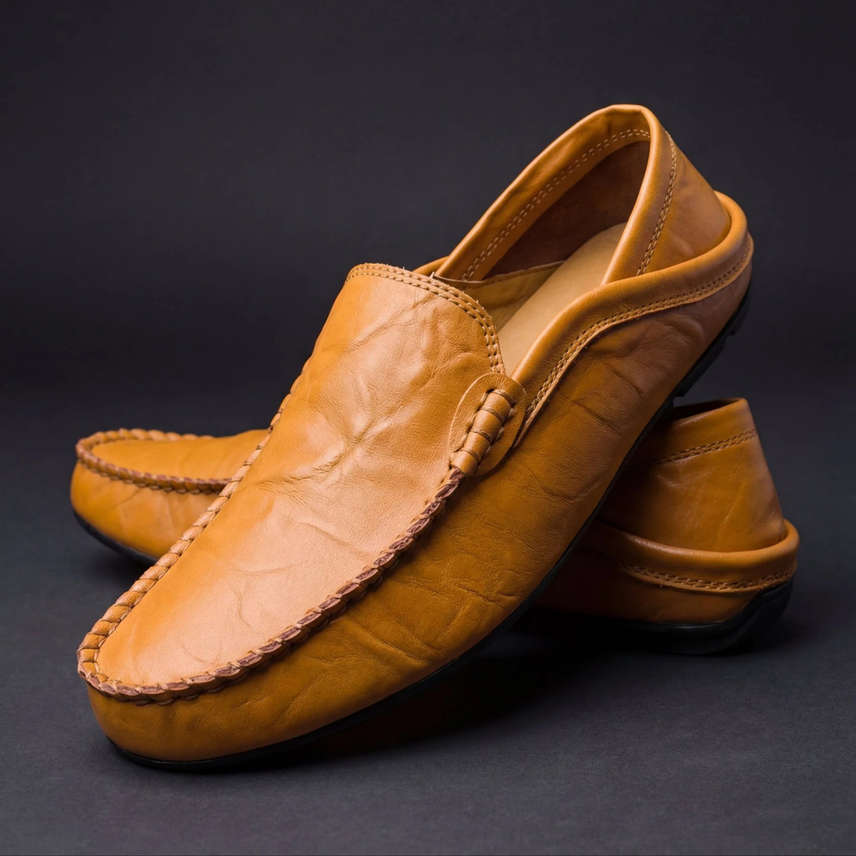 The Houston Men's Lightweight Leather Slip On Loafers