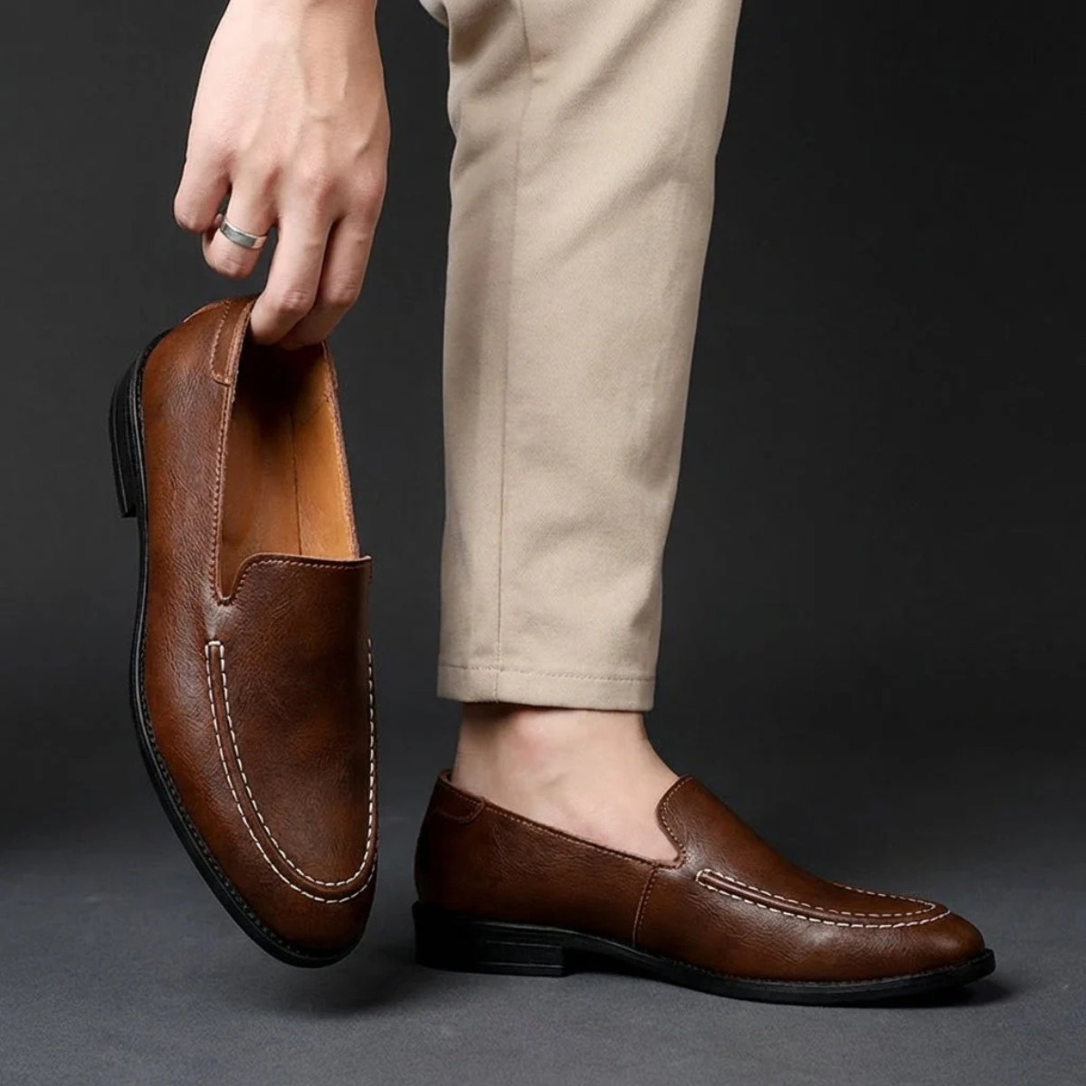 The Galveston Men's Lightweight Slip On Leather Loafers