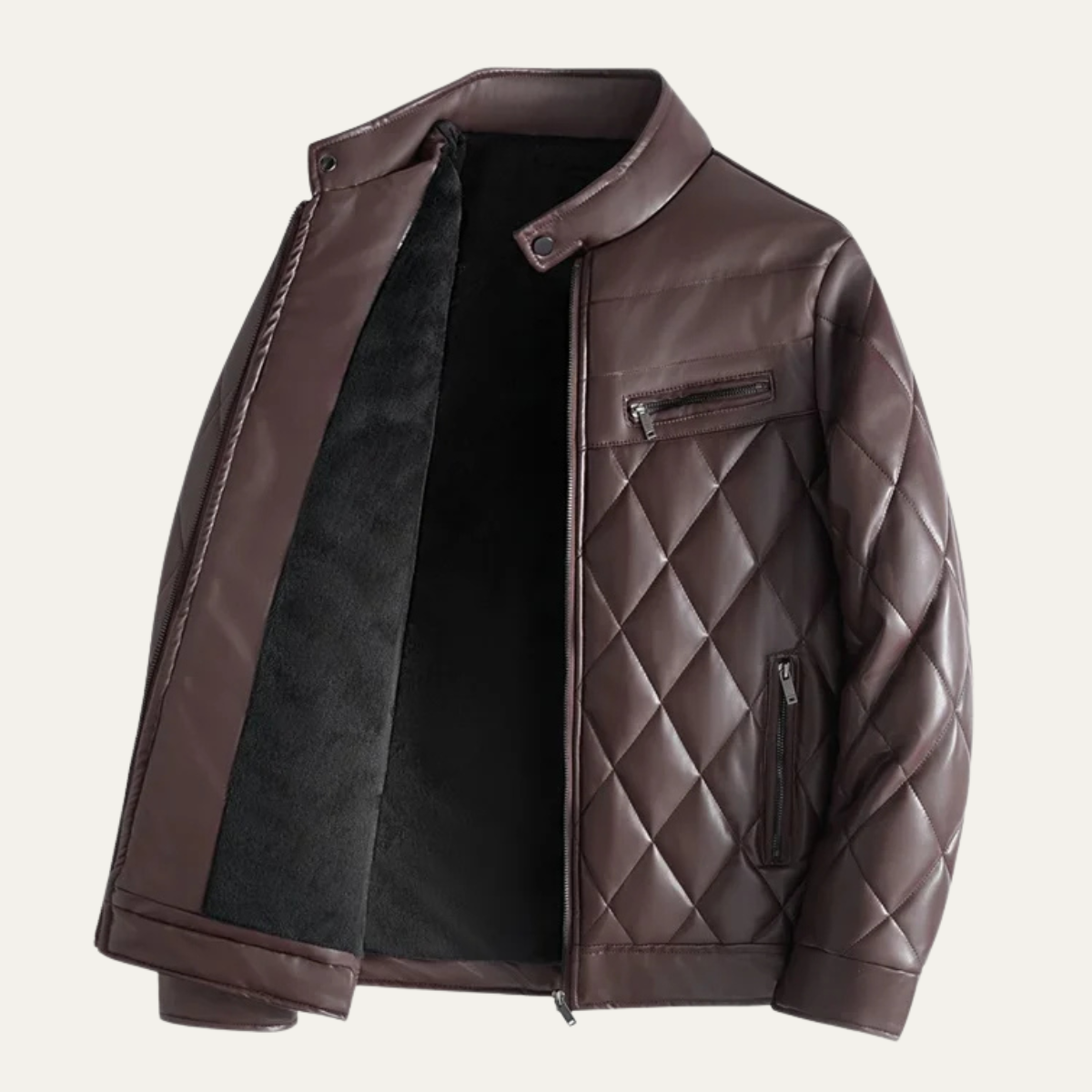 The Hampton Men’s Quilted Leather Biker Jacket