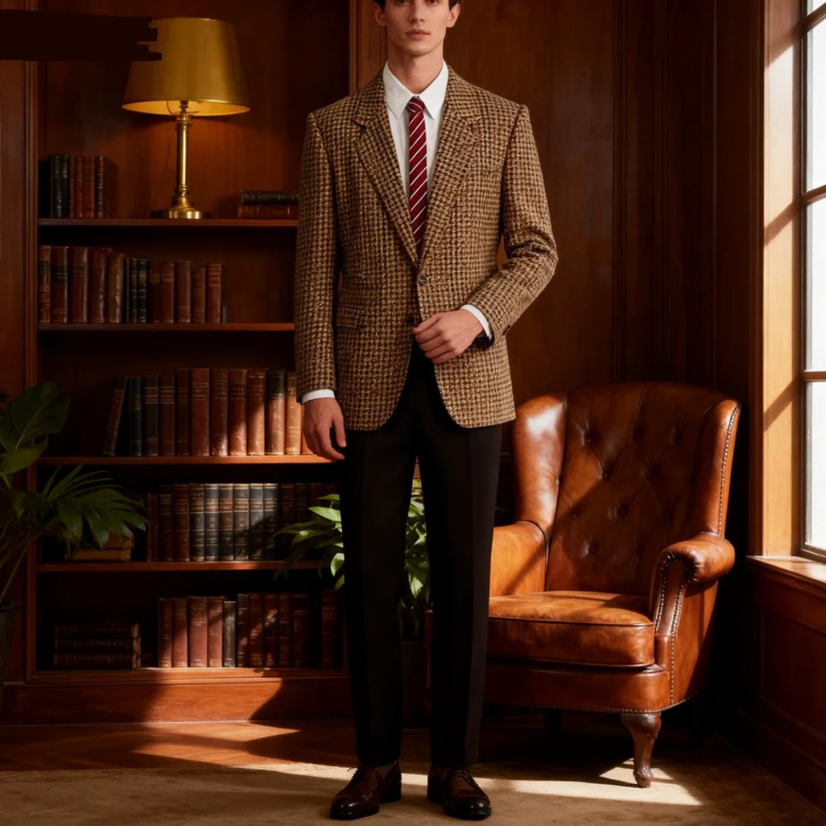 The Palermo Men’s Notch Lapel Houndstooth Slim Fit Blazer