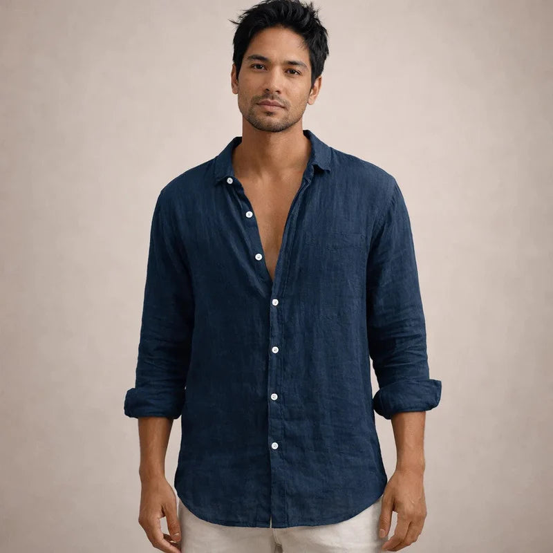 The Ravenna Men's Relaxed Fit Linen Button Up Shirt