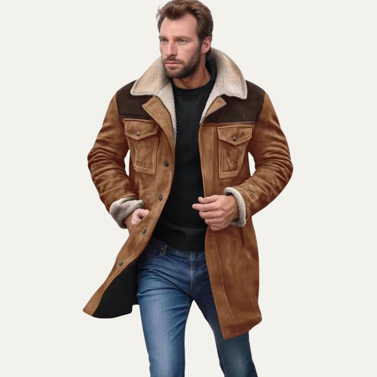 The Crestview Men’s Vintage Shearling Lined Warm Winter Jacket