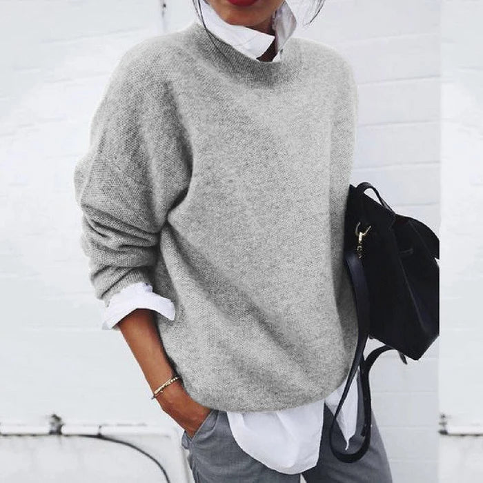 Women's Relaxed Crew Neck Soft Knit Sweater