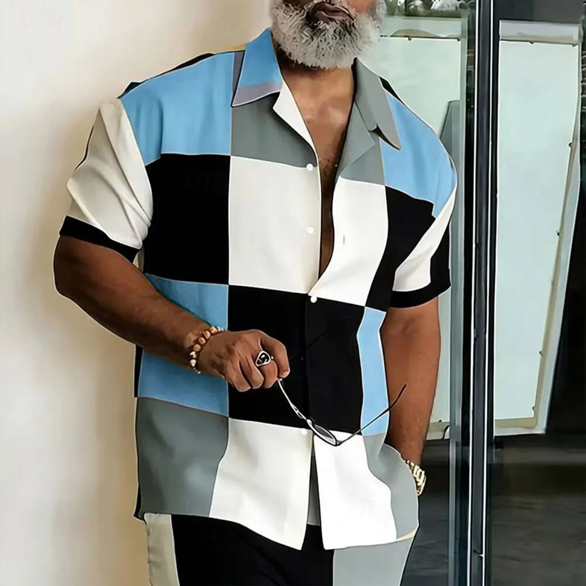 The Edgartown Men's Geometric Color Block Shirt