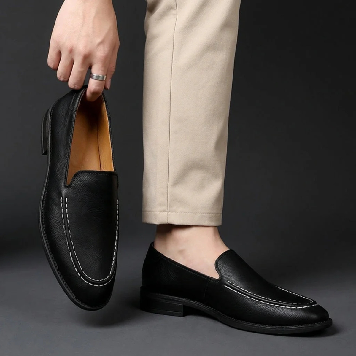 The Galveston Men's Lightweight Slip On Leather Loafers