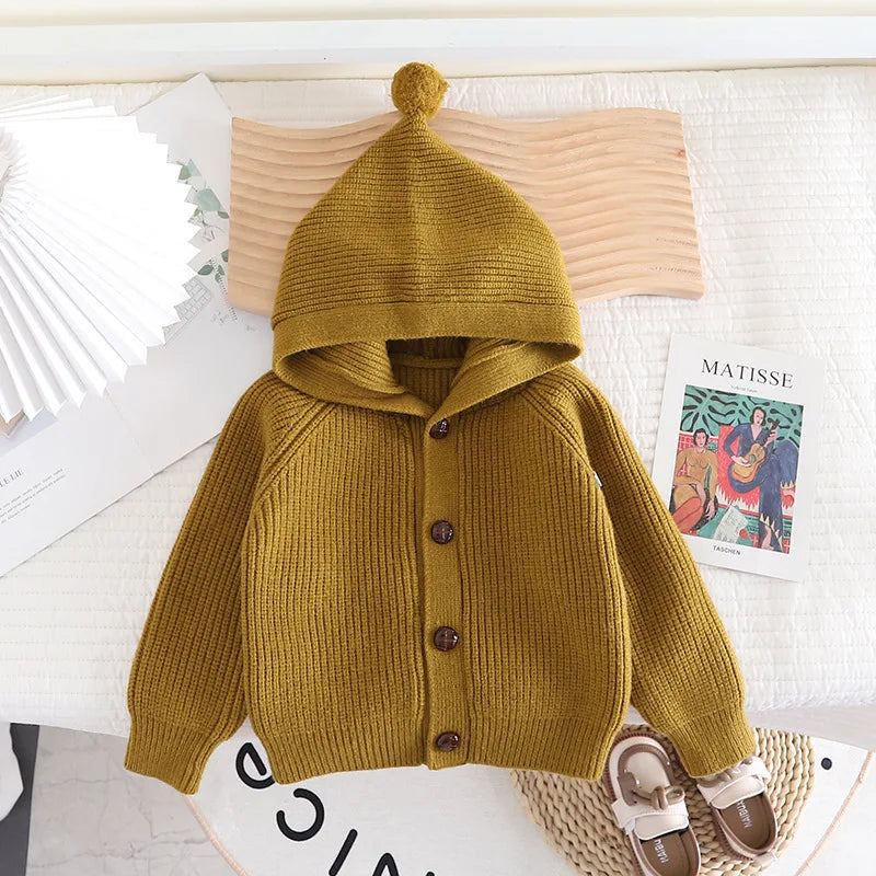 SoHo Kids Button Up Hooded Knit Cardigan