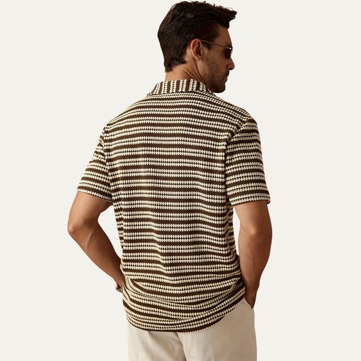The Cambridge Men's Jacquard Striped Knit Shirt