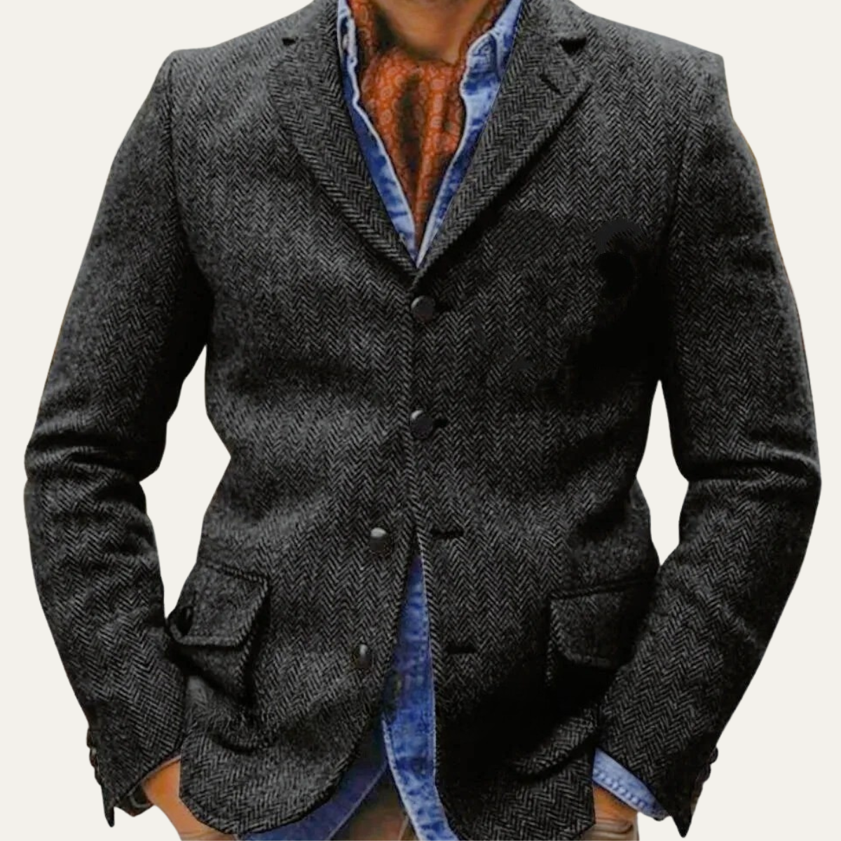 The Siena Men’s Single Breasted Fishbone Tweed Blazer Jacket