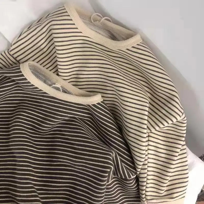 Unisex Cotton Striped Sweatshirt