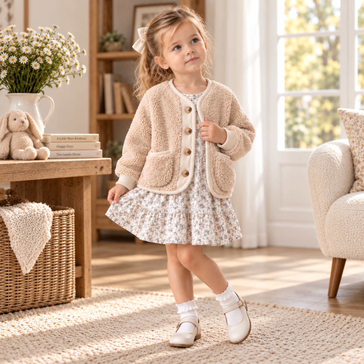SoHo Kids Button Up Sherpa Fleece Jacket