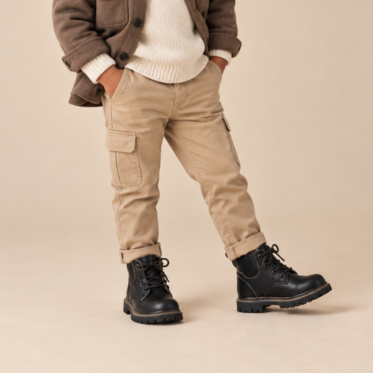 SoHo Kids Lug Sole Lace Up Ankle Boots